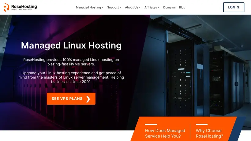Rose Hosting homepage screenshot