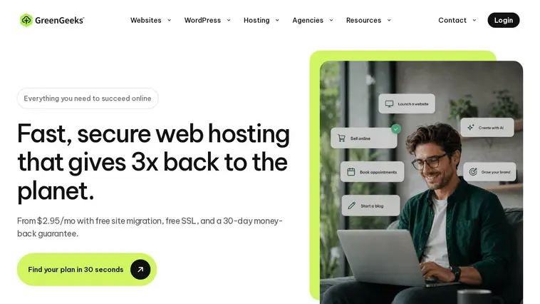 Green Geeks homepage screenshot