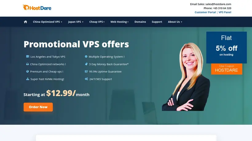 HostDare homepage screenshot